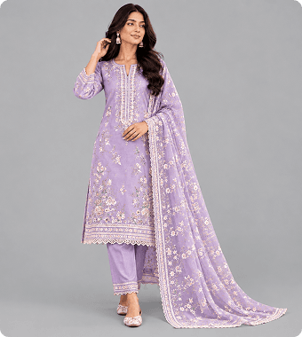LAVENDER BLOOM EMBROIDERED 3-PIECE SET
